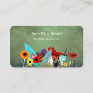 Florist floral business card  bouquet blooms green