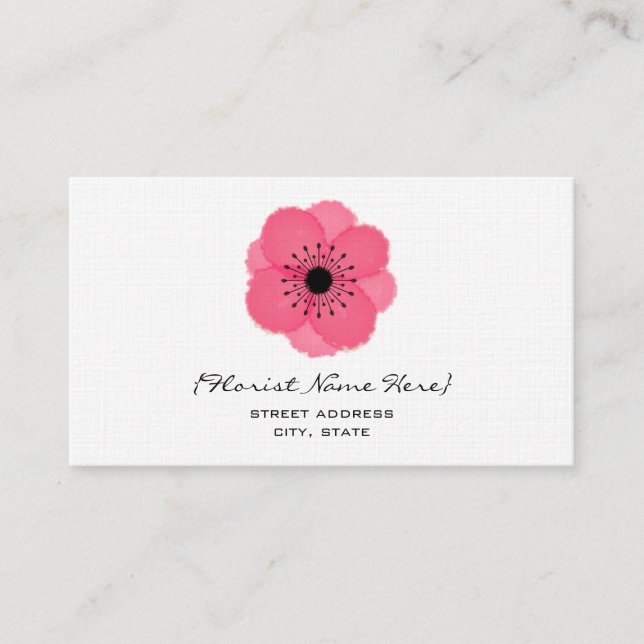 Florist / Floral Designer Business Card - Anemone (Front)