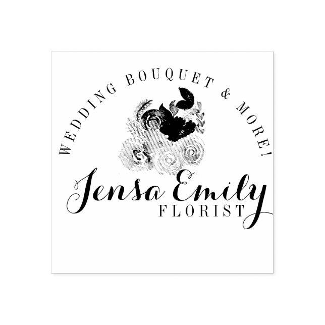 Florist Florals Bouquet Logo Artist Studio  Rubber Stamp (Imprint)