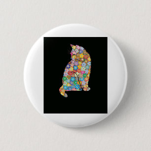 Florist Florist Ca Flower Cat Cat Red Cat Pink Cat 6 Cm Round Badge