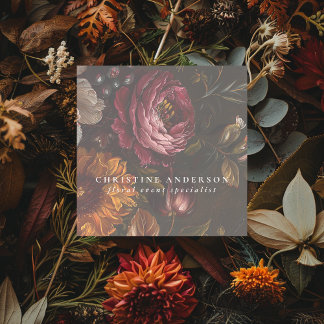 Florist Flower Shop Elegant Botanical Flowers Square Business Card
