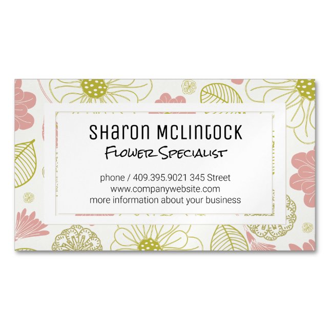 Florist | Flower Shop Magnetic Business Card (Front)
