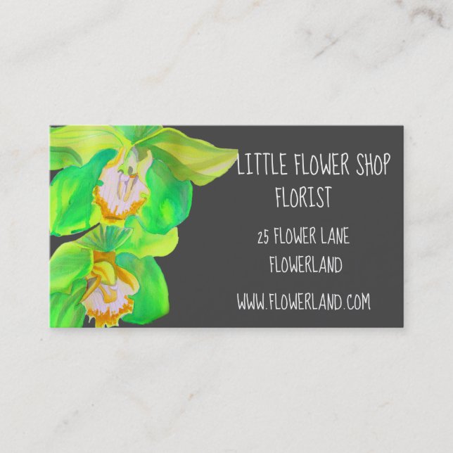 Florist Flower Shop modern orchid art business Business Card (Front)