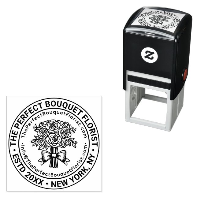 Florist Flowers Business Name Location URL Email Self-inking Stamp (In Situ)