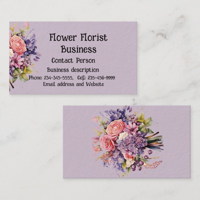 Florist Flowers For Sale  Business Card (Front/Back)