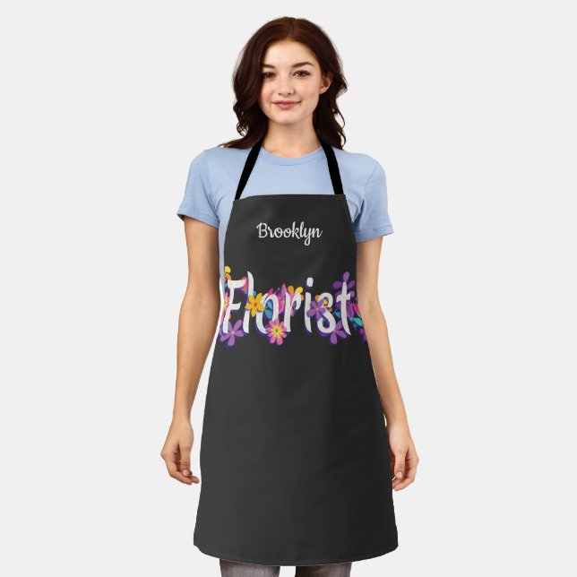 Florist flowers modern typography T-Shirt Apron (Worn)