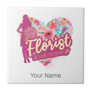 Florist Flowers With Heart Vintage Garden Design Tile