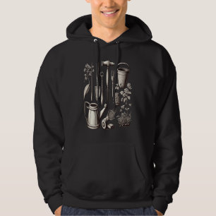 Florist Gardener Dad Grayscale Gardening Tools 2 Hoodie
