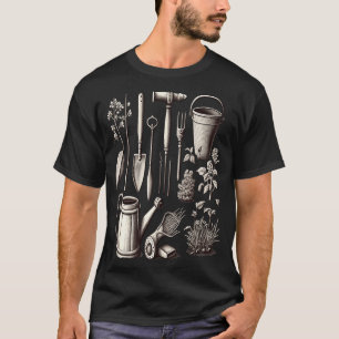 Florist Gardener Dad Grayscale Gardening Tools  2 T-Shirt