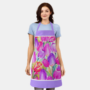 Florist Gardener Pink Watercolor Floral Apron