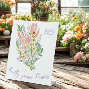 Florist Handpainted Flowers Market Farmstand Price Pedestal Sign