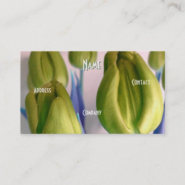 Florist - Light Green Beige Tulips Business Card (Front)