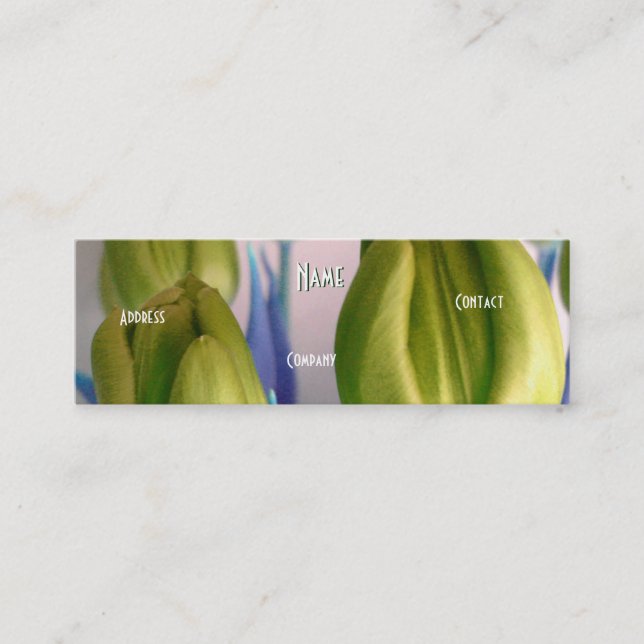 Florist - Light Green Beige Tulips Mini Business Card (Front)