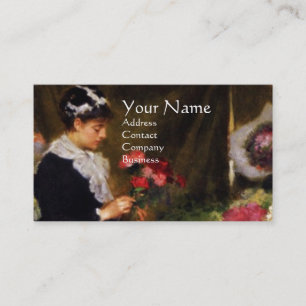 FLORIST MAKING A BOUQUET WITH COLORFUL FLOWERS BUSINESS CARD