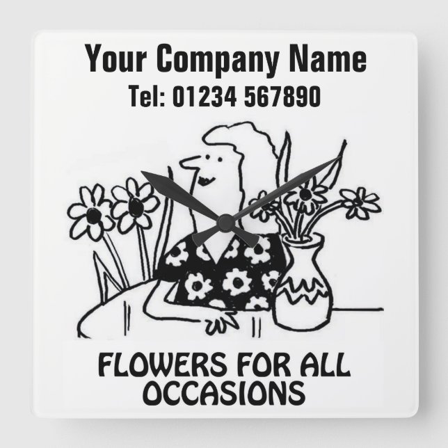Florist or Flower Shop Cartoon Clock (Front)