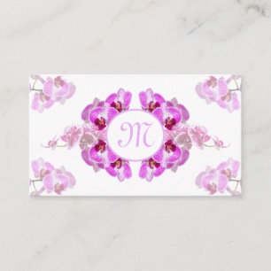 Florist orchid flower monogram calligraphy QR-Code Business Card