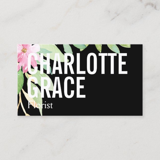 Florist Pink Flower Themed Personalised Business Card (Front)
