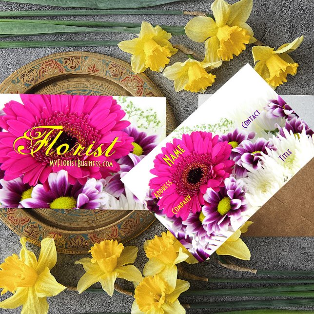 Florist - Purple Bouquet III Business Card (Step up your Career Image with a stylish and professional Profile Card to beautifully represent you!)