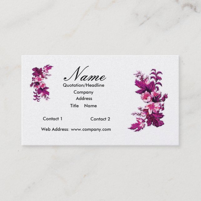 Florist Purple Flowers Business Cards (Front)