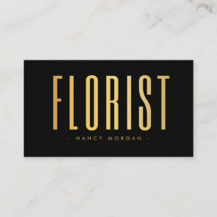 Florist Qr Code Logo Black And Gold Business Card