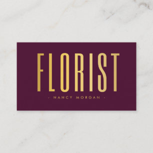 Florist Qr Code Logo Burgundy And Gold Business Card