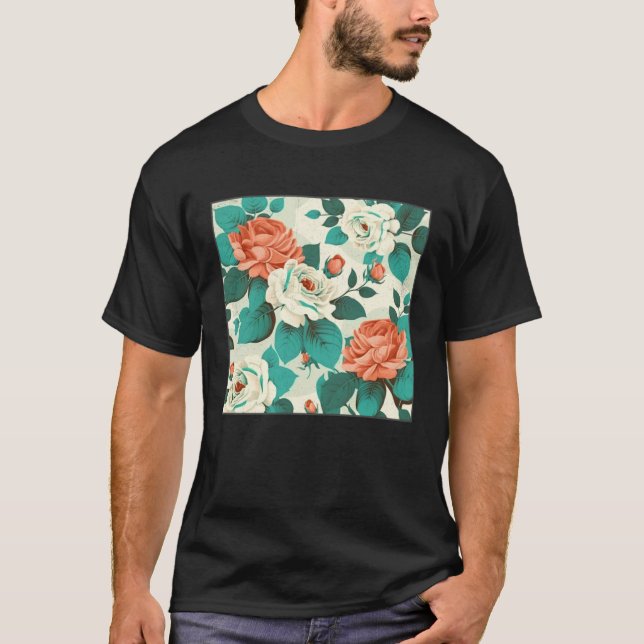 Florist Roses Pattern Illustration Flowers Leaf Wo T-Shirt (Front)