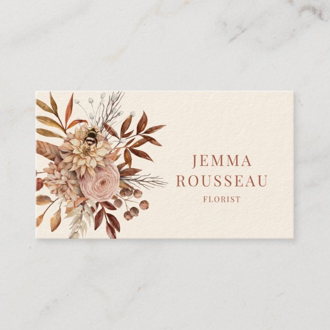 Florist Rustic Boho Floral Business Card (Front)