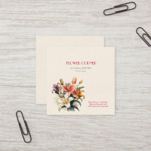 Florist Shop Lilies   Square Business Card