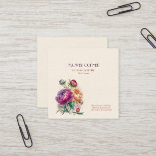 Florist Shop Peonies Square Business Card