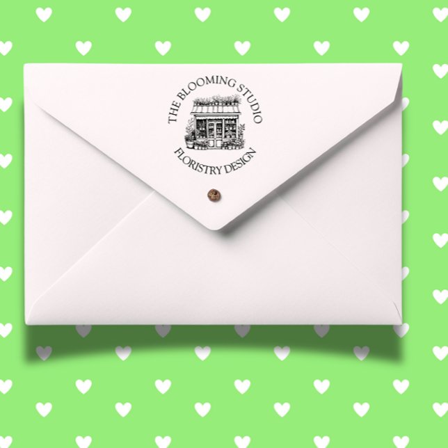 Florist Storefront Studio Rubber Stamp (Personalize your flower shop branding with the Florist Storefront Studio Rubber Stamp)