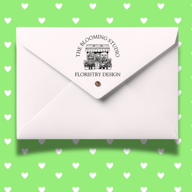 Florist Storefront theme Self-inking Stamp (Personalize your crafts with a charming Flower Storefront Rubber Stamp.)