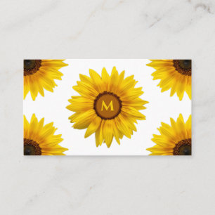 Florist sunflower monogram calligraphy QR-Code Business Card