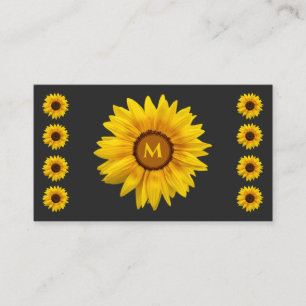 Florist sunflower monogram calligraphy QR-Code Business Card