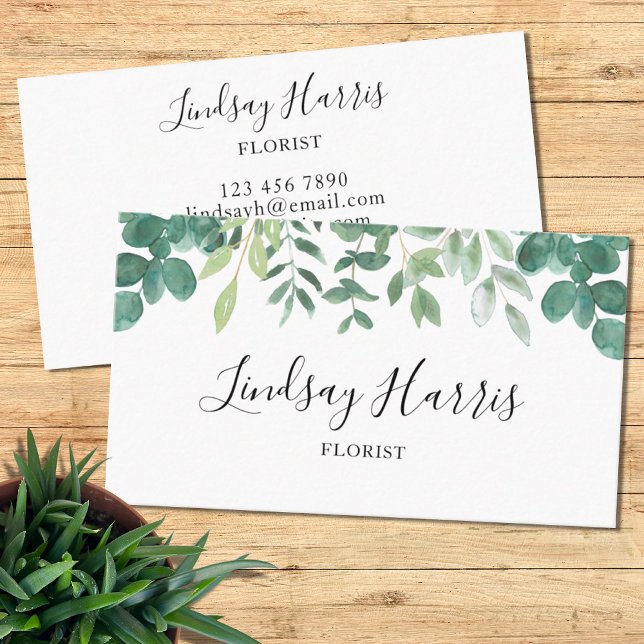 Florist Watercolor Eucalyptus Foliage Business Card (Creator Uploaded)