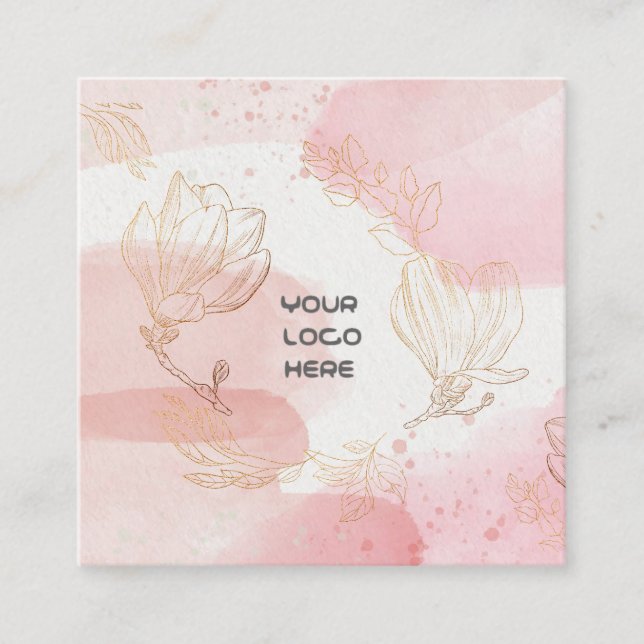 Florist Watercolor Gold Flower Business Card (Front)