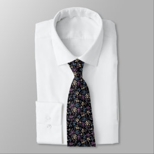 Florista-Watercolor Floral on Black Tie