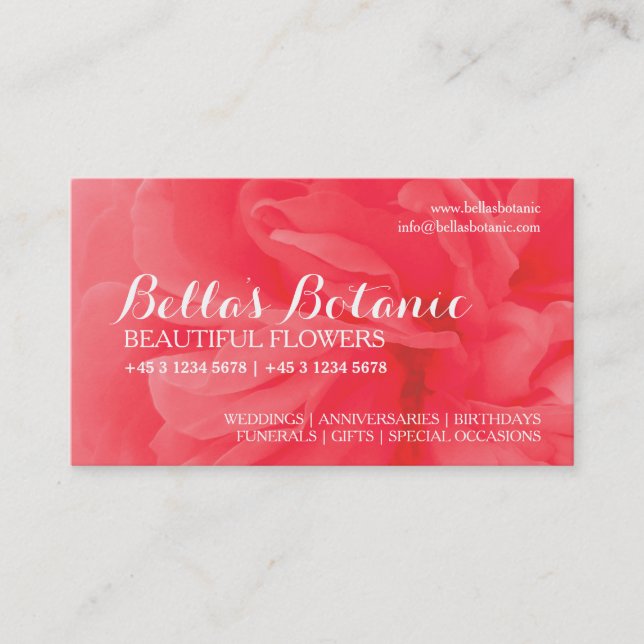 Floristry orange red pink florist business cards (Front)