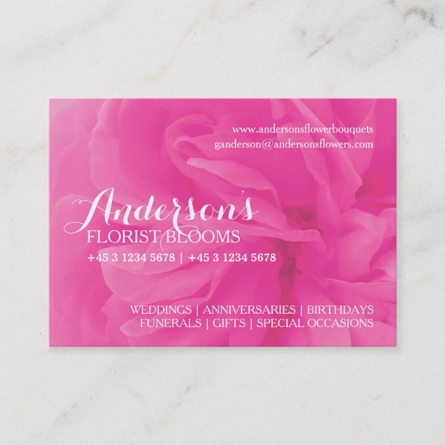 Floristry pink rose florist cubby business card (Front)