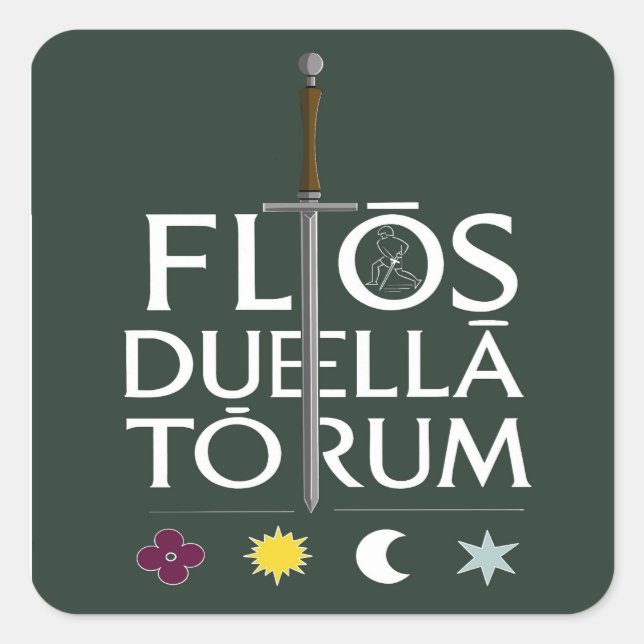 Flos Duellatorum Green Edition– Medieval Sword Art Square Sticker (Front)