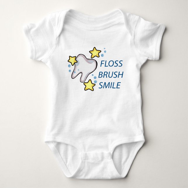 Floss Brush Smile Baby Bodysuit (Front)