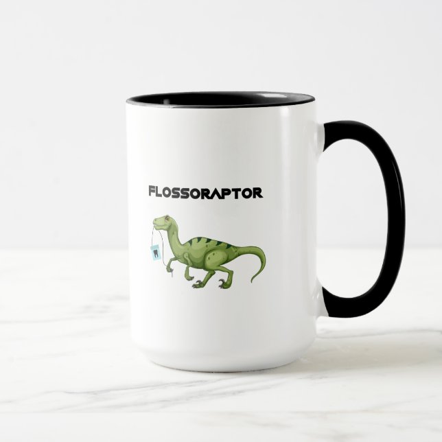 Floss Flossoraptor Hygiene Dental Funny -Dentist Mug (Right)