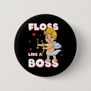Floss Like A Boss Cupid Valentines Day Boys Girls 6 Cm Round Badge