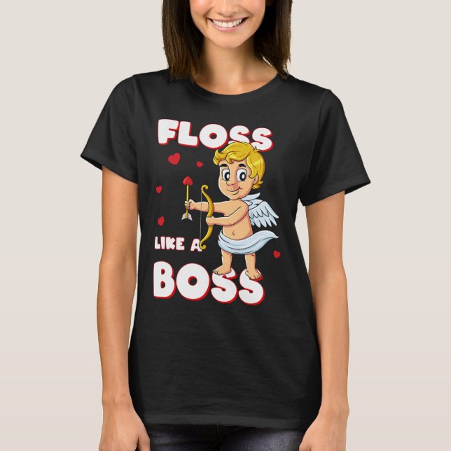 Floss Like A Boss Cupid Valentines Day Boys Girls  T-Shirt (Front)