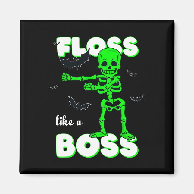 Floss Like A Boss Skeleton Halloween Boys Girls Ki Magnet (Front)