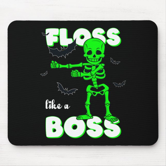 Floss Like A Boss Skeleton Halloween Boys Girls Ki Mouse Mat (Front)