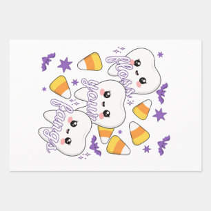 Floss Your Fangs Dental Tooth Halloween Humour Wrapping Paper Sheet
