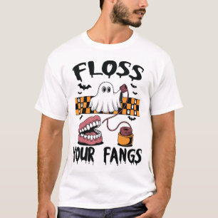 Floss Your Fangs Funny Ghost Dental Halloween T-Shirt