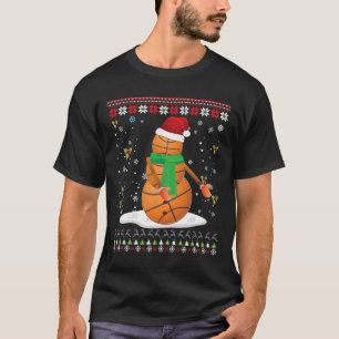Flossing Christmas Basketball Santa Elf Ugly Sweat T-Shirt