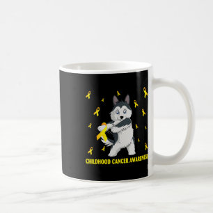 Flossing Husky Gold Ribbon Childhood Cancer Awaren Coffee Mug