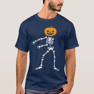 Flossing Jack O' Lantern Halloween Skeleton T-Shirt